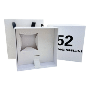 White gift box with paper bag